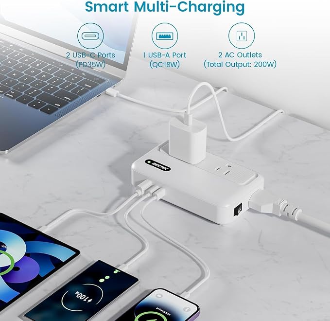 BESTEK 220v to 110v Converter with USB C 35w, 300W AC Peak Voltage Converter US to Europe, Universal Travel Adapter for Hair Straightener/Curling Iron with EU UK FR DE ES AU Adapter[Quieter Version]
