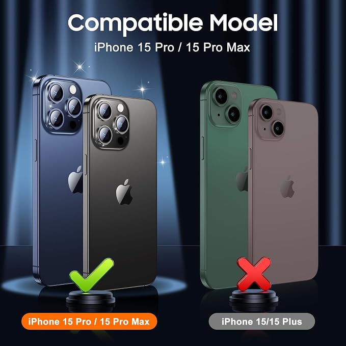 UniqueMe Compatible for 3 Pack iPhone 15 Pro/iPhone 15 Pro Max Camera Lens Protector, [Drop Protection] [Case Friendly] 9H Tempered Glass Camera Cover Screen [2023 New Version]- Blue