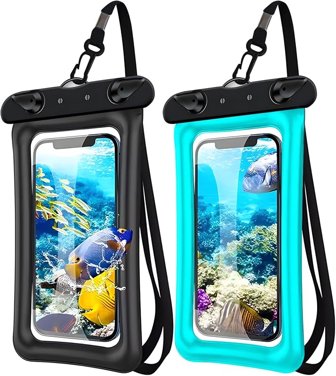 2 Pack Waterproof Floating Phone Pouch IPX8 Floatable Waterproof Phone Case with Lanyard Strap Universal Dry Bags Underwater Case Wallet for iPhone 15,14,13,12Pro Max Samsung,Up to 7.2" for Swimming