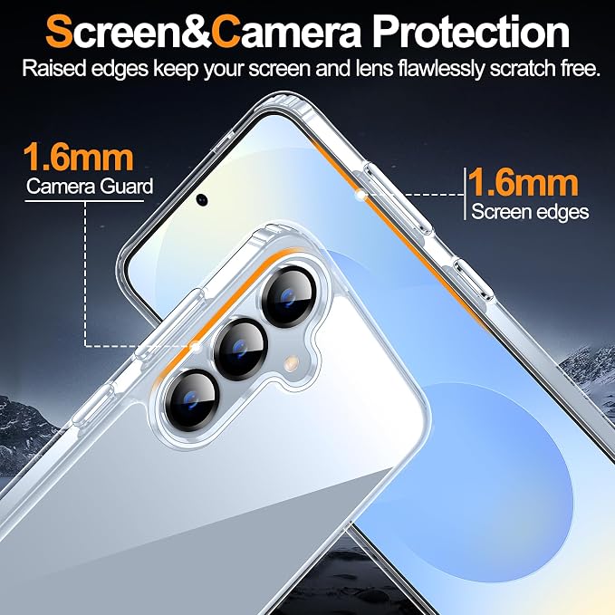 MOZOTER Designed for Samsung Galaxy S25 Case Clear, [Not Yellowing] [15FT Military Grade Drop Protection] Scratch-Resistant Transparent Shockproof Slim Phone Case 6.2 Inch-Clear