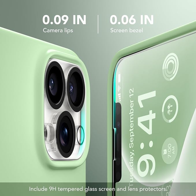 GONEZ Magnetic for iPhone 13 Pro Max Case, Compatible with MagSafe, [Screen Protector + Camera Lens Protector], Silicone Shockproof Anti-Scratch Protective Phone Case 6.7 inch, Green