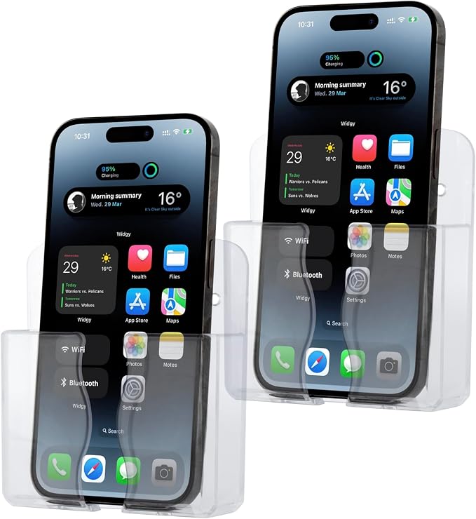CEI&BPY 2Pack Phone Holder Wall Mounted, Clear Phone Stand with Self Adhesive. Phone Holder for Shower/Charging.Compatible with iPhone and Android