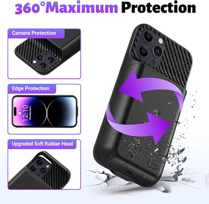 Battery Case for iPhone 14 Pro Max/13 Pro Max/12Pro Max/14 Plus (6.7 inch) [2026 Upgraded] 13800mAh Portable Extended Charging Case Charger Battery Pack with Tempered Glass Screen Protector-Black