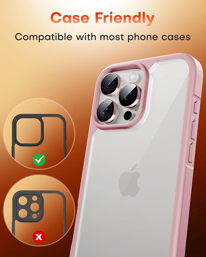 TOCOL for iPhone 14 Pro Max Camera Lens Protector/iPhone 14 Pro Camera Lens Protector Tempered Glass HD Individual Scratch Resistant Cover Accessories Case Friendly 2 Pack（Pink）