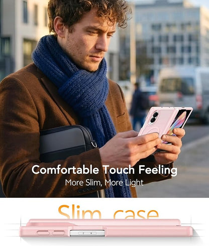 FNTCASE for Samsung Galaxy Z Fold 8 Case, Fit for Magsafe, Hinge Protection | Screen Protector, Translucent Matte Magnetic Back, 18FT Military Grade Drop Proof, Protective Phone Cover, Light Pink