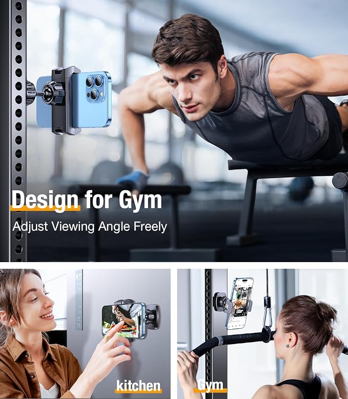 Coolpow Magnetic Phone Holder for Gym【6*N55 Strong Magnets】 Magnetic Phone Mount Attach to Metal Surface, Golf Cart Phone Holder Magnet for Men Women with Smartphones 4.7-7", Gifts for Golfers