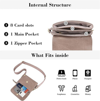 MINICAT RFID Blocking Small Crossbody Bags for Women Vegan Leather Mini Travel Purses Cell Phone Purse Cross Body Bag