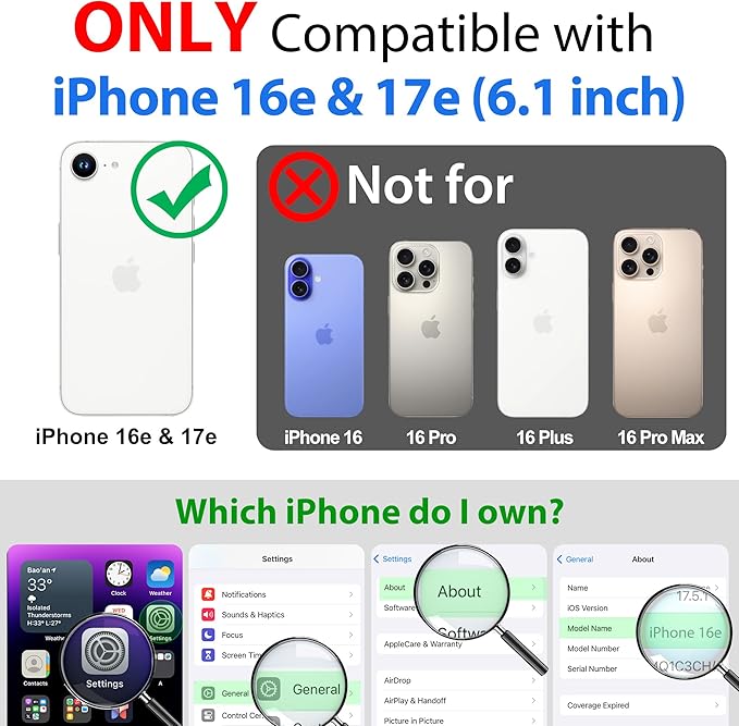 SPORTLINK for iPhone 16e Case/iPhone 17e Case, IP68 Waterproof Military Protective Full Body Heavy Duty Shockproof 360 Sealed Dustproof with Camera Screen Protector Cover for i Phone 16 e 6.1" Black