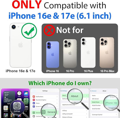 SPORTLINK for iPhone 16e Case/iPhone 17e Case, IP68 Waterproof Military Protective Full Body Heavy Duty Shockproof 360 Sealed Dustproof with Camera Screen Protector Cover for i Phone 16 e 6.1" Black