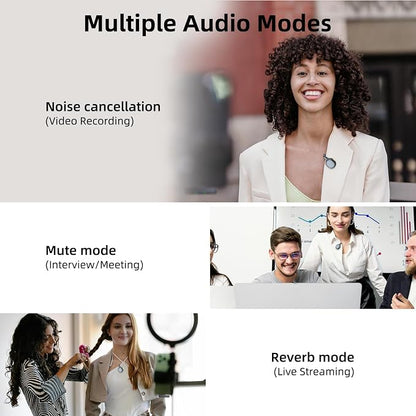 Wireless Lavalier Microphone for iPhone 15/16/Android, Mini Clip On Mic with Charging Case, 7H Battery, Noise Canceling Lapel Microphone for Video Recording Vlogging, YouTube