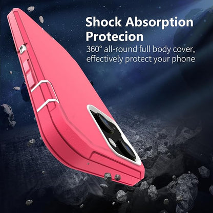 Sansunto for iPhone 16e Case, Protective Cover for 13, 14, 15, 16E 6.1", Heavy Duty Shockproof Drop Proof 3 in 1 Silicone Rubber Cover, Rugged Hybrid Durable Phone Cases for Women (Rose/White)