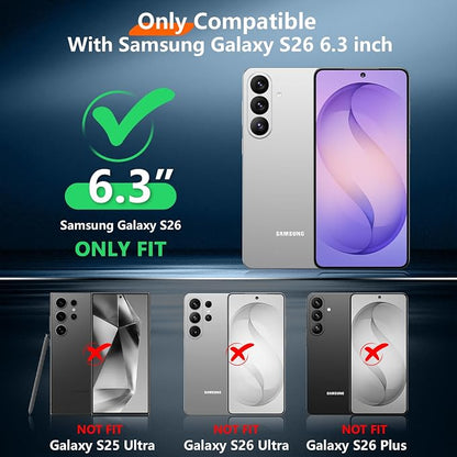 Temdan Designed for Samsung Galaxy S26 Case Clear, Built-in Invisible Kickstand [Military Grade Drop Protection] Anti-Yellowing Slim Fit Shockproof Cover for Galaxy S26 5G 6.3 Inch - Crystal Clear