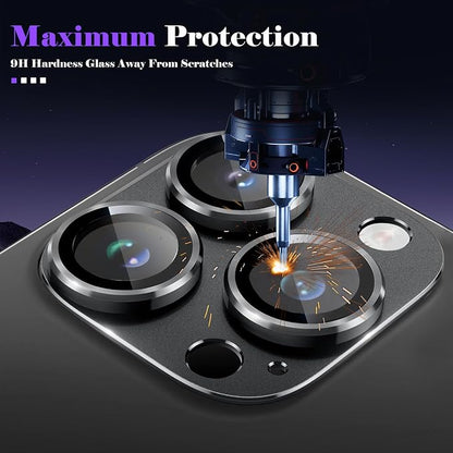 Camera Lens Protector for iPhone 16 Pro/iPhone 16 Pro Max Camera Lens Protector [Strong Adsorption] [Not Easy to Break] Metal Tempered Glass Rear Camera Screen Cover - Black