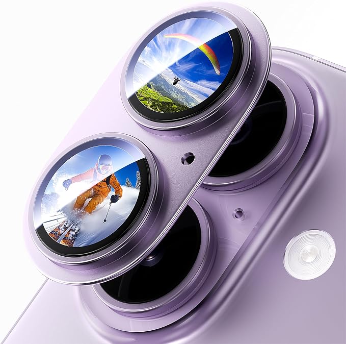 Camera Lens Protector for iPhone 17 6.3"（2025）-Single Piece,Ultra Thin Aluminum Alloy Frame,9H Dual-Strength Glass with 99% AR Light Transmittance,Case Friendly, Light Purple