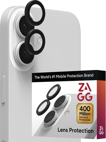 ZAGG iPhone Camera Lens Protector for iPhone 17/16/ 16 Plus - Black, Camera Ring, Maximum Impact & Scratch Protection, Anti-Reflective Technology, Smudge-Resistant, Precise Fit, Glass Elite