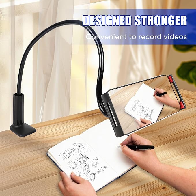 Selfdee Tablet Stand Holder for Bed, Gooseneck Adjustable Flexible Long Arm Tablets Mount Clamp Cell Phone Holder,Lazy Tablets Phone Stand,Compatible with 4-10 Inches Device