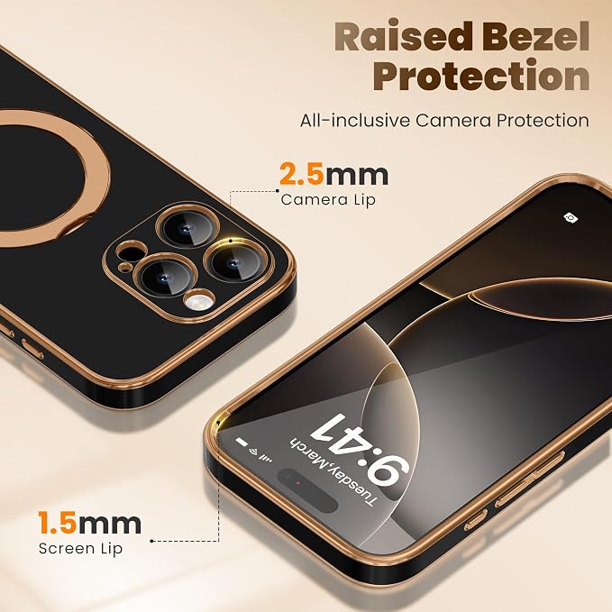 GolbinBox for iPhone 16 Pro Max Case with 360° Spin Magnetic Stand,[Compatible with Magsafe] [Military Protection][Built-in Ring Holder] Camera Control Phone Case for 16 Pro Max,Black