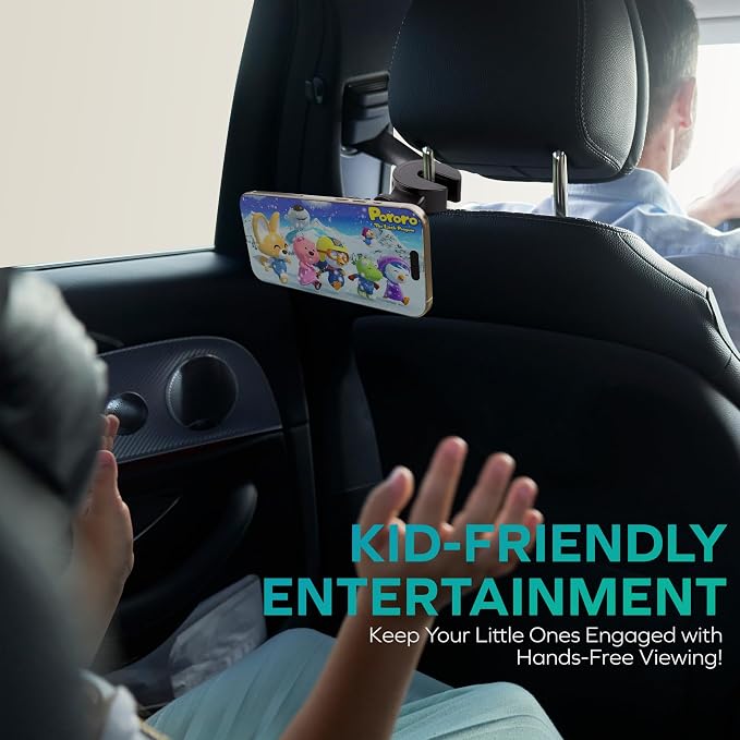 CHARGEWORX Magnetic Back-Seat Phone Mount – Universal Car Headrest Smartphone Holder with Strong Magnetic Grip, 360° Rotating Seat Mount for iPhone & Android