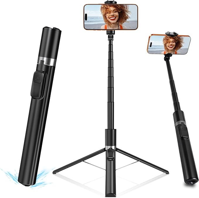 Automatic Phone Tripod, 67’’ Auto-Deploy Selfie Stick Tripod with Remote - 360° Rotatable Extendable - Portable Phone Tripod Stand for Video Recording on iPhone Android