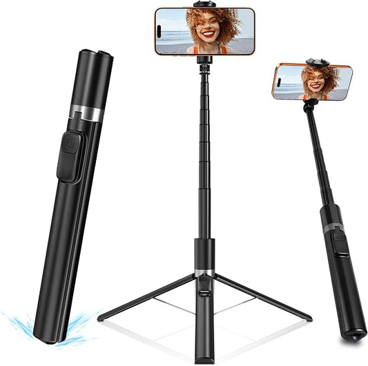 Automatic Phone Tripod, 67’’ Auto-Deploy Selfie Stick Tripod with Remote - 360° Rotatable Extendable - Portable Phone Tripod Stand for Video Recording on iPhone Android
