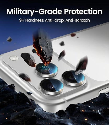 PandaShield 2-Pack Anti-Reflection Camera Lens Protector for iPhone 17/16/15 Pro & Pro Max, Easy Installation, Anti-Scratch, 9H Hardness, 98% Ultra Clarity, Maintains Original Lens Design - White