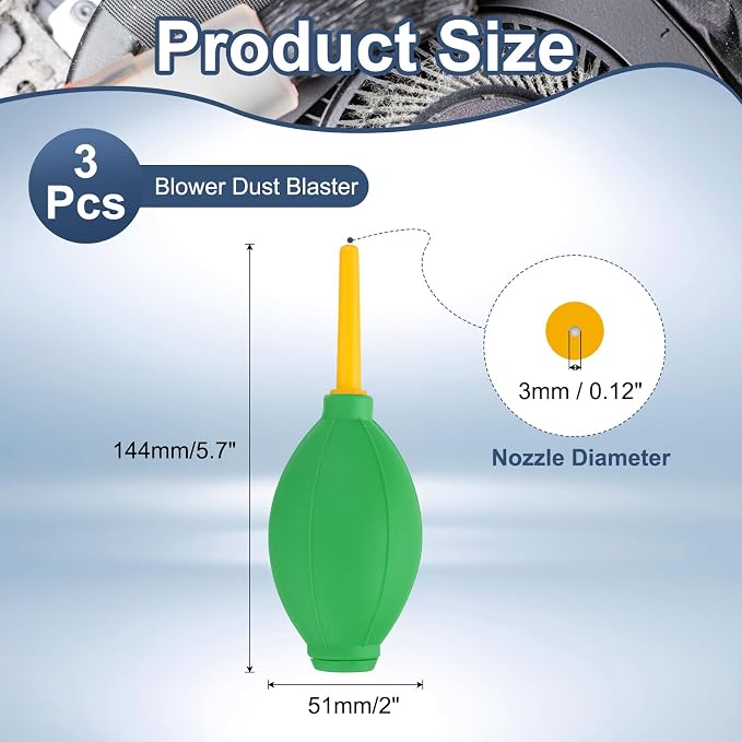 PATIKIL Soft Tip Air Blower Dust Blaster, 3 Pcs Rubber Bulb Air Pump Dust Blower Cleaner Cameras Lens Cleaning Tool with Long Nozzle for Camera Lens Computer Keyboard, Green/Yellow