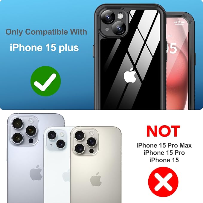ANTSHARE for iPhone 15 Plus Case, with [Built-in Privacy Screen Protector] [IP 68 Waterproof], Anti-Peeping Adsorption Full Body Double Protective Case for iPhone 15 Plus, Black