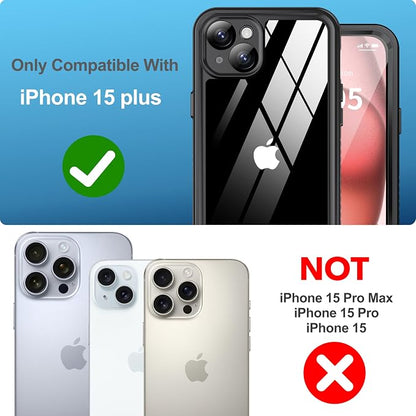 ANTSHARE for iPhone 15 Plus Case, with [Built-in Privacy Screen Protector] [IP 68 Waterproof], Anti-Peeping Adsorption Full Body Double Protective Case for iPhone 15 Plus, Black