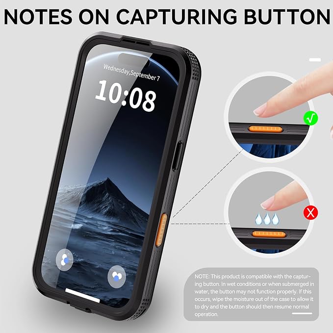 Omio for iPhone Air Waterproof Case Compatible with MagSafe, Magnetic Waterproof Full Body IP68 Underwater Case Built-in Screen Protector Military Grade Shockproof Cover for Men Women Black