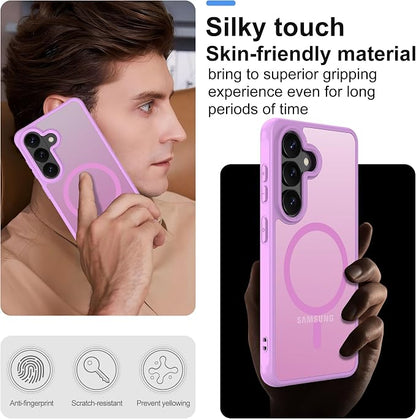 Pilaru Compatible for Samsung Galaxy S26 Phone Case: S26 Case [Mag-Safe Fit] with 2PC HD Screen Protector,Matte Translucent Soft-Touch Skin/Full Body Protection for Cell Phone S 26 Cover,Pink