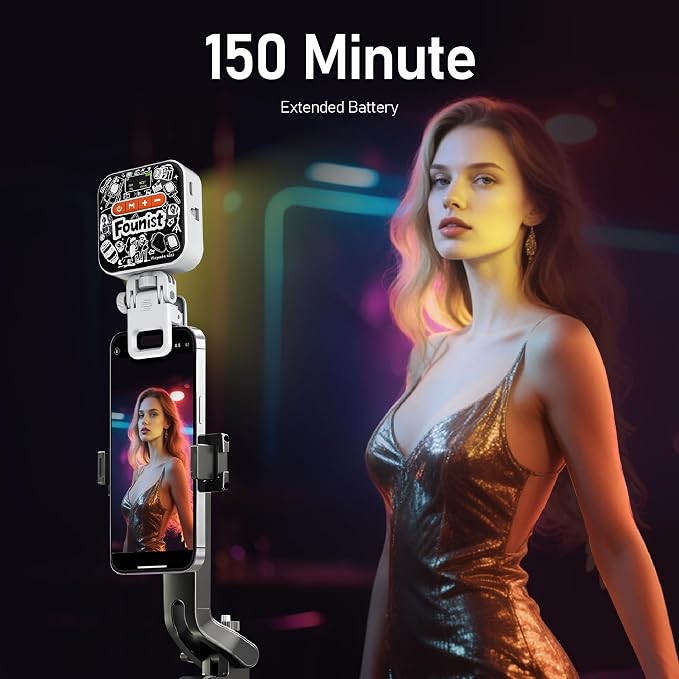 RGB Video Light with Tripod & Phone Clip, Portable LED Camera Light 2500K–9000K, 22 Scene Modes, Rechargeable On-Camera Lighting for Phone Vlogging, Streaming, TikTok, YouTube