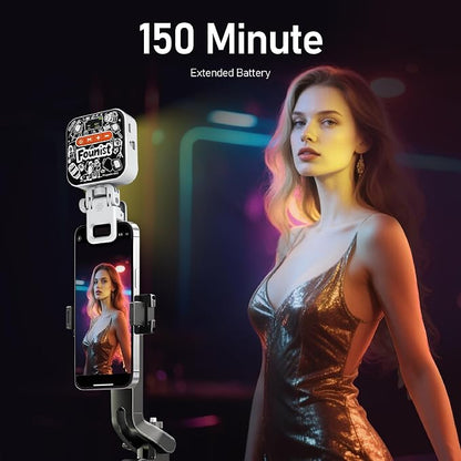 RGB Video Light with Tripod & Phone Clip, Portable LED Camera Light 2500K–9000K, 22 Scene Modes, Rechargeable On-Camera Lighting for Phone Vlogging, Streaming, TikTok, YouTube