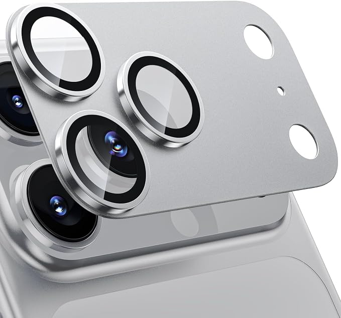 SAHARA - Ultra-Strong Camera Lens Protector for iPhone 17 Pro Max (2-Pack), Strong Titanium, HD Clear, Anti-Fingerprint, Easy Install, Silver, (ZD00191)