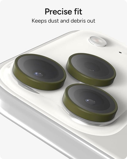 ZAGG iPhone Camera Lens Protector for iPhone 17/16/15 Pro and Pro Max Models - Green Sea Kelp, Camera Ring, Maximum Impact & Scratch Protection, Anti-Reflective Technology, Glass Elite