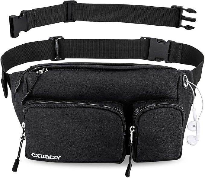 CXWMZY Fanny Packs For Women & Men, Waist Bag Hip Bum Bag Strap Extension Large Capacity Easy Carry Any Phone Passport Wallet for Outdoors Workout Traveling Casual Running Hiking Cycling Dog Walking