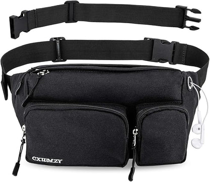 CXWMZY Fanny Packs For Women & Men, Waist Bag Hip Bum Bag Strap Extension Large Capacity Easy Carry Any Phone Passport Wallet for Outdoors Workout Traveling Casual Running Hiking Cycling Dog Walking