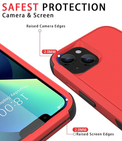 Diverbox for iPhone 13 Case [Shockproof] [Dropproof] [Dust-Proof],Heavy Duty Protection Phone Case Cover for Apple iPhone 13 (Red)