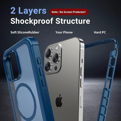 jaroco Magnetic for iPhone 15 Pro Case, [Compatible with MagSafe][Military Grade Drop Protection][Heavy Duty Protection][Non-Slip][Shockproof] 2-Layer Durable Bumper Phone Case 6.1''-Deep Blue
