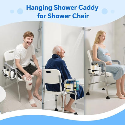 Shower Caddy Hanging, Showers Organizer Rack with Hooks for Bath Chair, for Seniors, Elderly, Pregnant, Patient, Gifts for Nursing Home