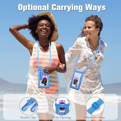 JOTO [IP68 Floatable Large Floating Waterproof Phone Pouch Up to 10", Underwater Phone Case Cellphone Dry Bag for iPhone 17 16 15 14 13 12 11 Pro Max Xs Max XR X 8 7 Plus SE/Galaxy S24 S23 S22 -Blue