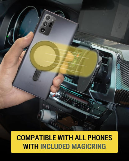 Scosche MPQ6DV-SP Magnetic Phone Holder for Car Dashboard/Vent, 15W Wireless Fast Car Charger Phone Stand, Hands Free Cell Phone Mount Compatible with iPhone 17/16/15/14/13/12 Series & MagSafe Case