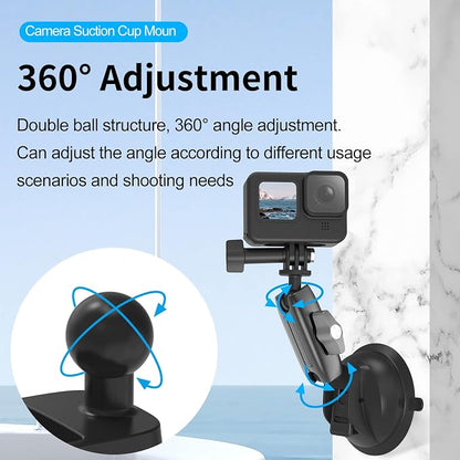 TELESIN Aluminum Camera Suction Cup Car Mount with Phone Holder, Outside Inside Windshield Window Dashboard Accessories for GoPro 13 12 11 10 9 8 7 6 5 Insta360 X3 X4 X5 DJI Action 3 4 5pro Pocket 3