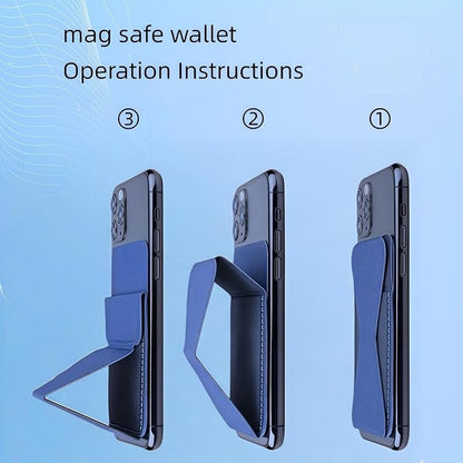 for MagSafe Wallet RFID Blocking, 2 Card Holder, Stand Strong Magnetic Grip, Slim Leather Phone Wallet, Compatible with iPhone 17/16/15/14/13/12 Series (Deep Blue Small Support)