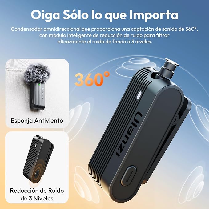 ULANZI A100 Wireless Lavalier Microphone Lapel Mic for Camera and Phone w USB C/3.5mm/Plug, 32KHz 16Bit, Noise Cancellation, 13.5-Hour Battery, Clip on Microphone for Video Podcast Vlog YouTube