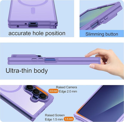 Pilaru for Samsung Galaxy Z Fold 7 case [Compatible with Magsafe] Translucent Matte Magnetic Phone Case,Slim Thin Duty Shockproof Protection Z Fold 7 Cover -Light Purple
