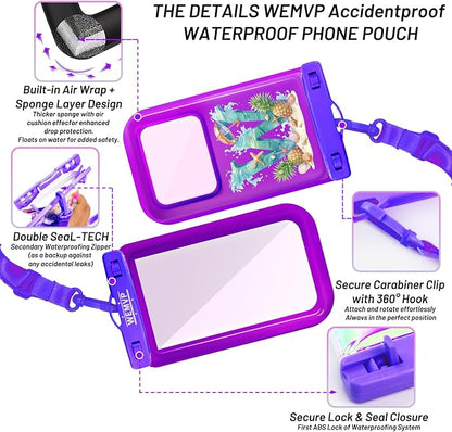 Personalized Initial Waterproof Phone Pouch Case - IPX8 Cellphone Dry Bag with Lanyard for iPhone 16/15/14/13/12 Pro Max (6.1–6.9"), Beach & Cruise Ship Essentials with Monogrammed Design (Purple, W)