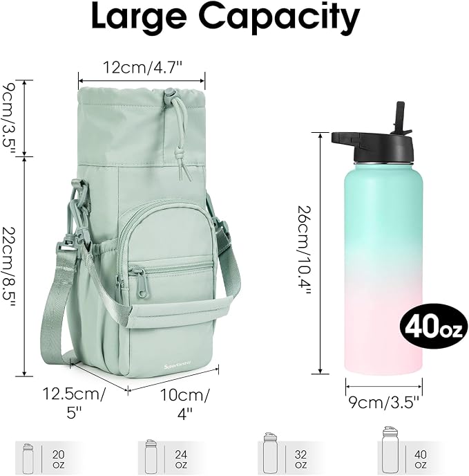 sportsnew Water Bottle Holder with Strap 32oz 40oz Insulated Water Bottle Carrier Sling Bag with Phone Pocket Crossbody