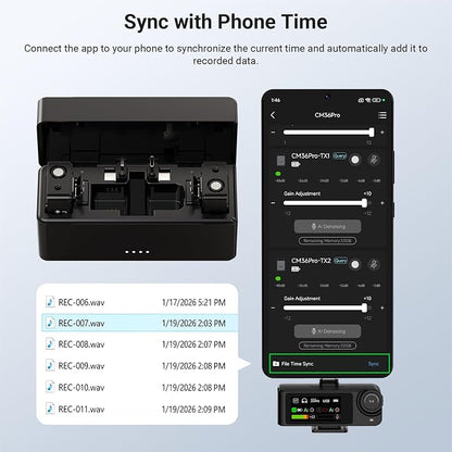 NEEWER CM36 Pro Wireless Microphone, AI Noise Cancellation, 48KHz/32bit Float, 8GB Storage, 85dB SNR, 54H Battery with Charging Case, 328ft Range, Lav Mic for iPhone Android Vlog Camera PC
