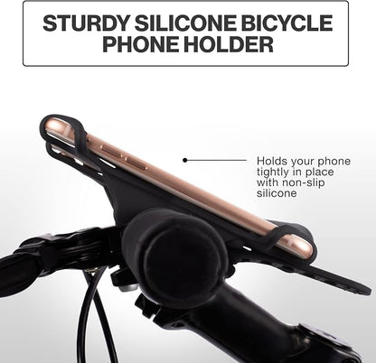 TeamObsidian Bike Phone Holder, Motorcycle Phone Mount - Size L - Non-Slip Material - Fits for 99% of Cellphone Models 5-6.5" - for All Handlebar Types