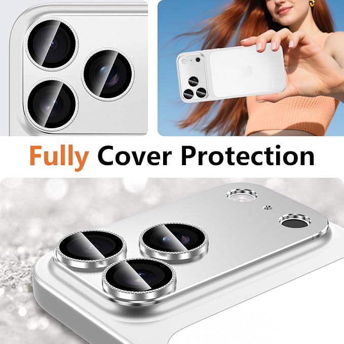 for iPhone 17 Pro Max Camera Lens Protector, [Military Grade Shatterproof] [Strong Adsorption] [Case Friendly] Full Coverage Metal Aluminum Alloy 9H Tempered Glass Camera Screen Cover, Color